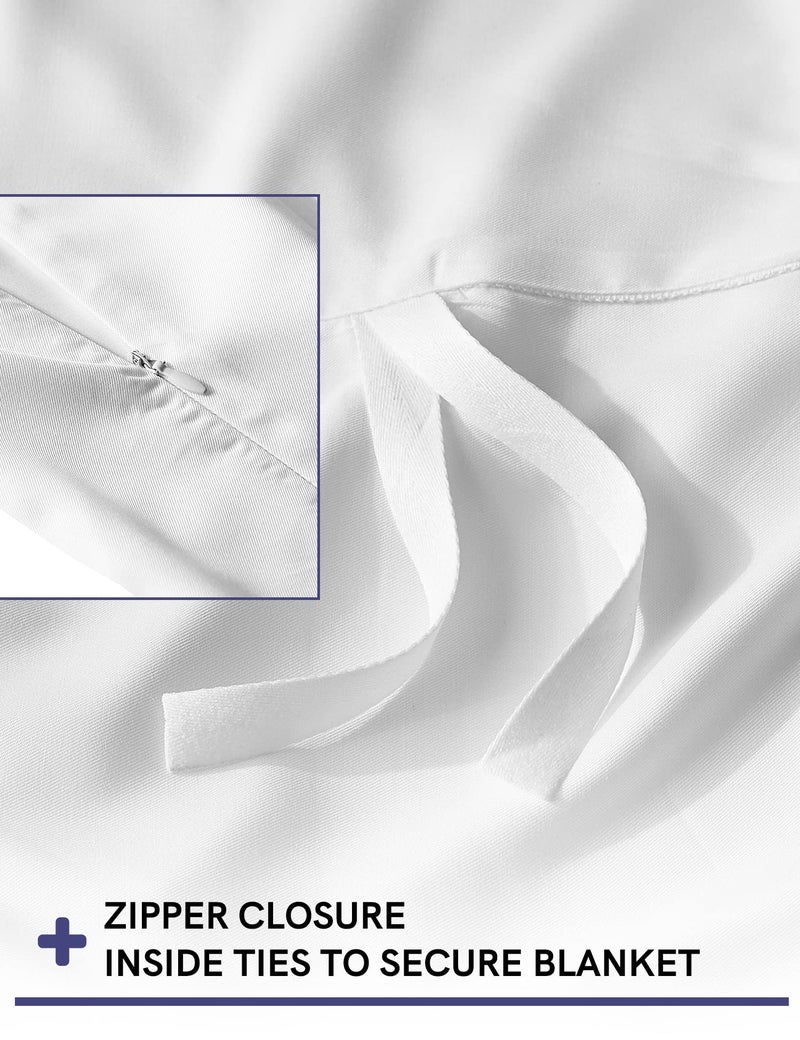 YnM Exclusive Cooling Duvet Cover for Weighted Blankets with 16 Strings (White, 48"x72") - Image 3